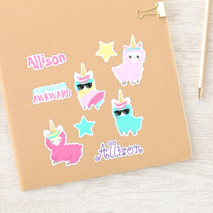 Kinder Llama Eenhoorn Gepersonaliseerde Fun set Sticker
