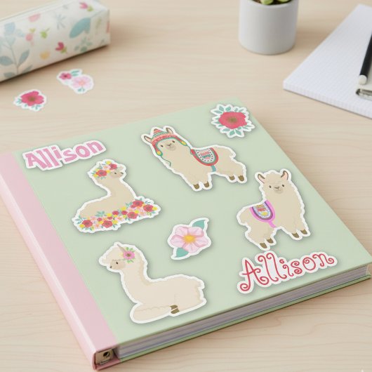 Kinder Llama gepersonaliseerde leuke set Sticker