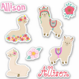 Kinder Llama gepersonaliseerde leuke set Sticker