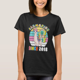Kinder Llama Girl 4 jaar oud Llamazing Alpaca Birt T-shirt