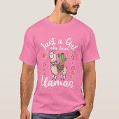 Kinder Llama is gewoon een meisje dat van Llamas h T-shirt (Voorkant)