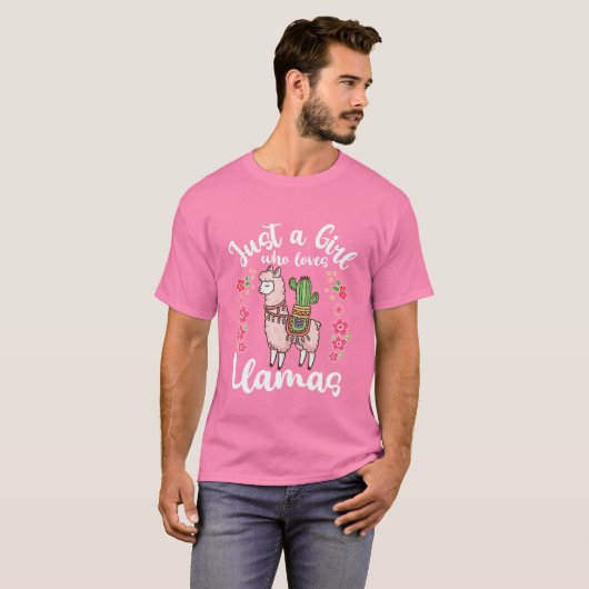 Kinder Llama is gewoon een meisje dat van Llamas h T-shirt (Voorkant volledig)