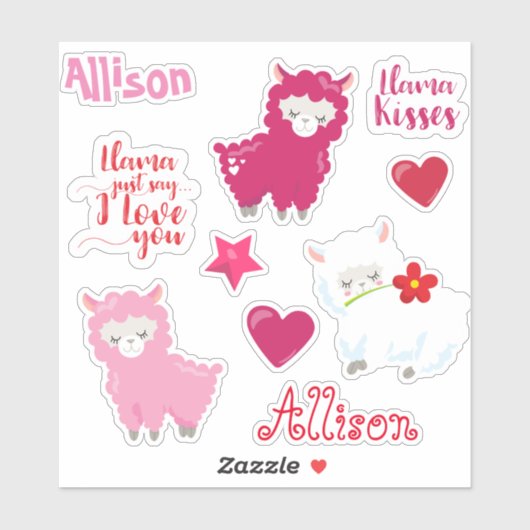 Kinder Llama Love Personalized Fun set Sticker (Vel)