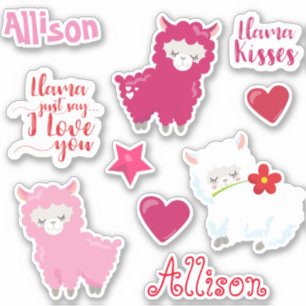 Kinder Llama Love Personalized Fun set Sticker