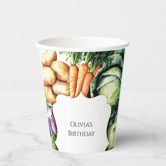 Kinder lokaal geteelde boeren marktverjaardag papieren bekers (Voorkant)