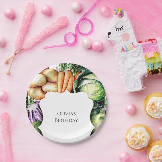 Kinder lokaal geteelde boeren marktverjaardag papieren bordje (Feest)