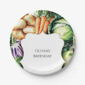 Kinder lokaal geteelde boeren marktverjaardag papieren bordje (Voorkant)