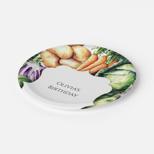 Kinder lokaal geteelde boeren marktverjaardag papieren bordje (Gekanteld)