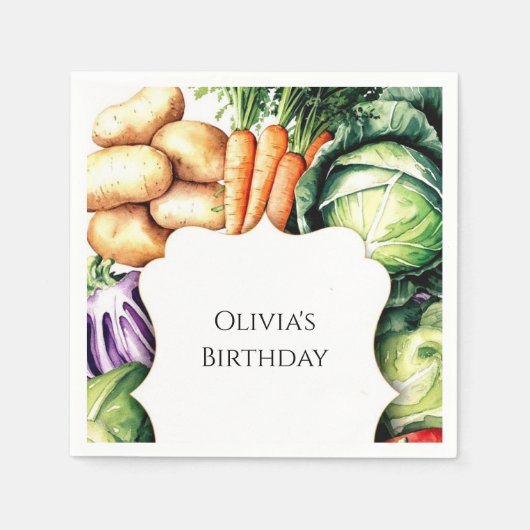 Kinder lokaal geteelde boeren marktverjaardag servet (Voorkant)