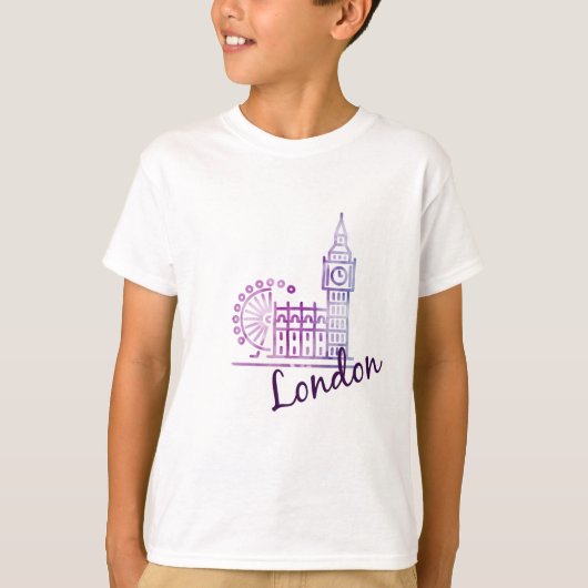 Kinder Londen T-shirt Big Ben & London Eye Souveni (Voorkant)