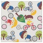 Kinder Love Bicycles Fabric Stof (Close Up)