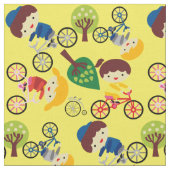 Kinder Love Bicycles Fabric Stof (Close Up)