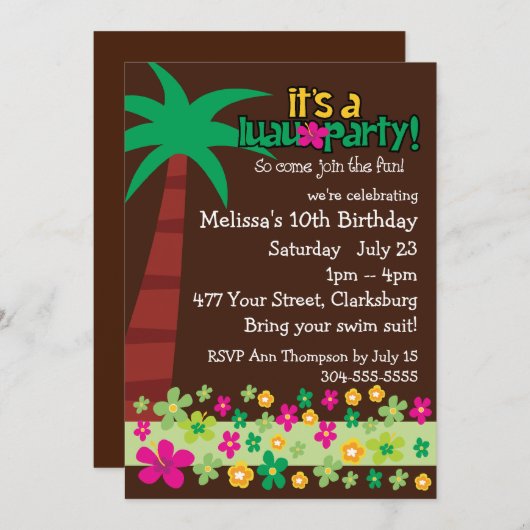 Kinder Luau Kaart (Voorkant / Achterkant)