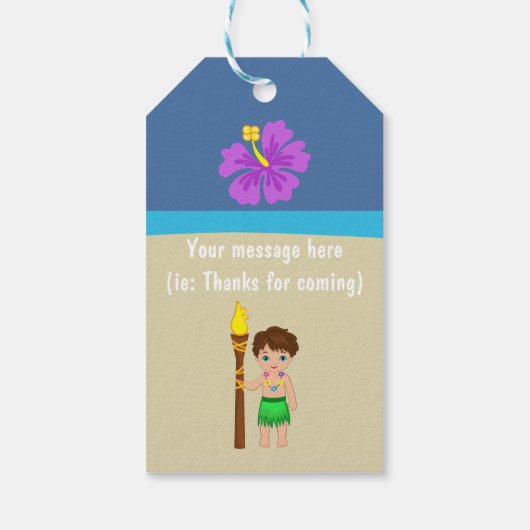 Kinder Luau-partij in Hawaiian Cadeaulabel (Achterkant)