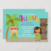 Kinder Luau-partij in Hawaiian Kaart (Voorkant / Achterkant)