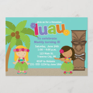 Kinder Luau-partij in Hawaiian Kaart