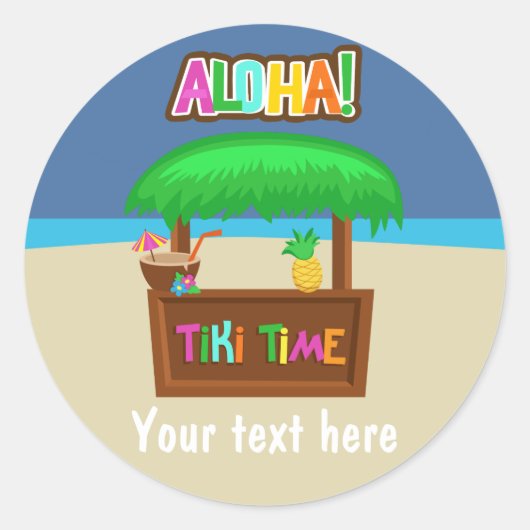 Kinder Luau-partij in Hawaiian Ronde Sticker (Voorkant)