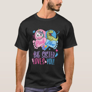 Kinder luchtige roze of blauwe BIG-sISTER houdt va T-shirt