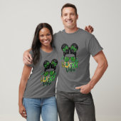 Kinder Lucky Vibes Double Bun Shamrock St Patricks T-shirt (Unisex)