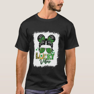 Kinder Lucky Vibes Leopard Double Bun St Patricks T-shirt