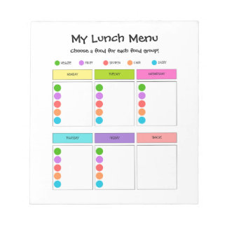 Kinder lunchplanner met voedselgroepen Notitieblok