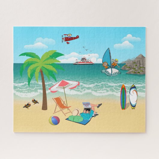 Kinder maaltijden, mam Sun Tanning - vun Beach Vac Legpuzzel (Horizontaal)