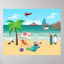 Kinder maaltijden, mam Sun Tanning - vun Beach Vac Poster