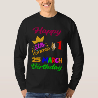 Kinder Maart Meisjes Verjaardag 25 Maart 1ste Jubi T-shirt