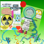 Kinder Mad Scientist Science Lab Verjaardagsuitnod Kaart