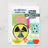 Kinder Mad Scientist Science Lab Verjaardagsuitnod Kaart (Voorkant)
