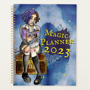 Kinder Magic Schoolgirl Cartoon Waterverf Planner