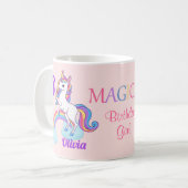 Kinder magische 3de verjaardag Unicorn roze Mok (Voorkant links)