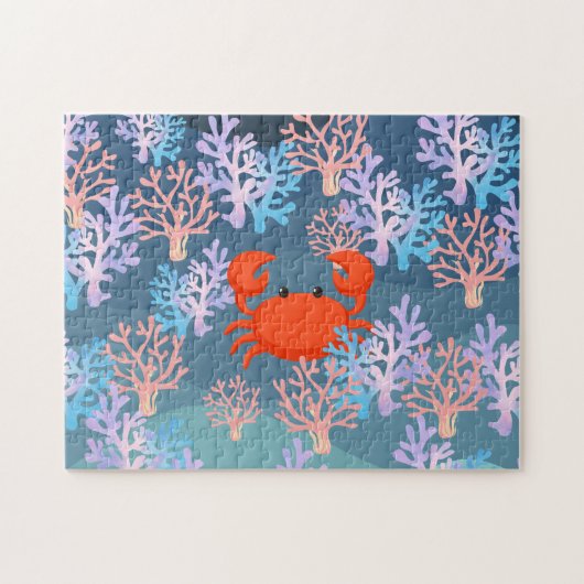 kinder magische krab onder het zee regenboog paste legpuzzel (Horizontaal)