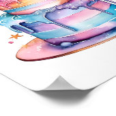 Kinder magische verjaardagswensen - Waterverf Cake Poster (Hoek)