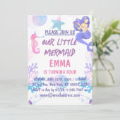 Kinder magische zeemeermin verjaardagsfeestje kaart (Staand voorkant)