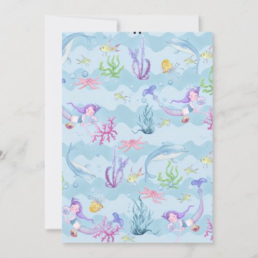 Kinder magische zeemeermin verjaardagsfeestje kaart (Achterkant)