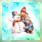 kinder maken van een sneeuwpop raamsticker (Vel 3)