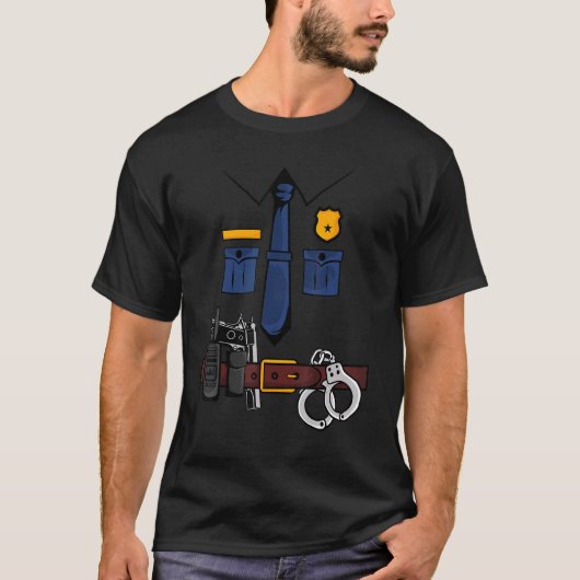 Kinder Mannen politie uniform kostuum T-shirt (Voorkant)