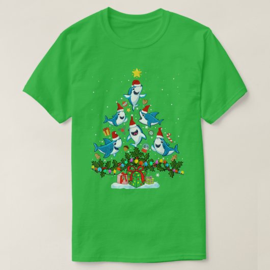 Kinder Mannen vrouwen kerstman Riding Shark Christ T-shirt (Design voorkant)