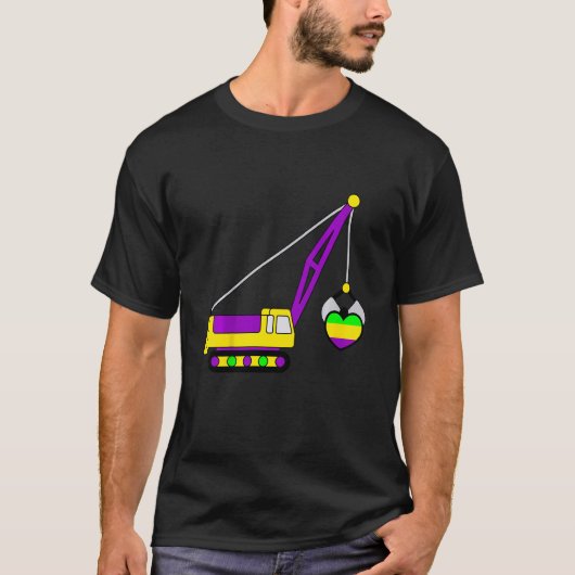 Kinder Mardi Gras Heart Crane Lifting Carnival Mas T-shirt (Voorkant)