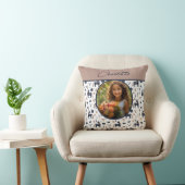 Kinder Marine Beige Eenhoorn Custom Foto met Naam Kussen (Stoel)