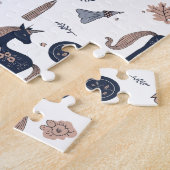 Kinder Marine Beige Eenhoorn Custom Foto met Naam Legpuzzel (Zijkant)