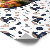 Kinder Marine Beige Eenhoorn Custom Foto met Naam Poster (Hoek)