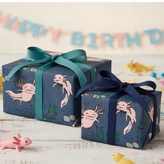 Kinder marine groen onderwater Axolotl tekening Cadeaupapier