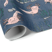 Kinder marine groen onderwater Axolotl tekening Cadeaupapier (Rol Hoek)
