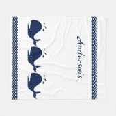 Kinder marineblauwwalvis fleece deken (Voorkant (Horizontaal))