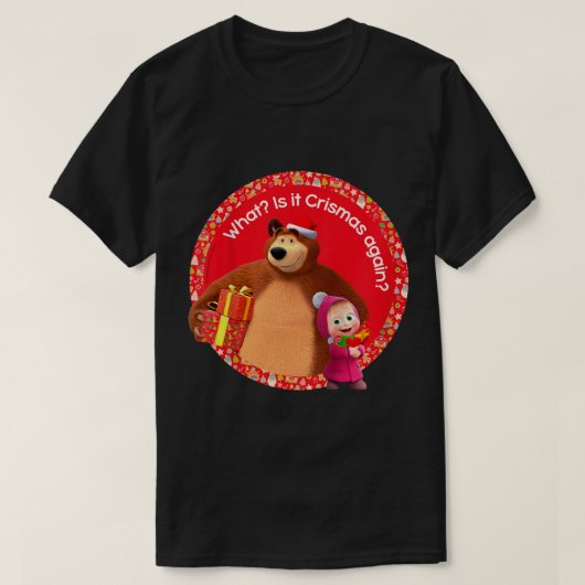 Kinder Masha en het Beer met kerst T-shirt (Design voorkant)