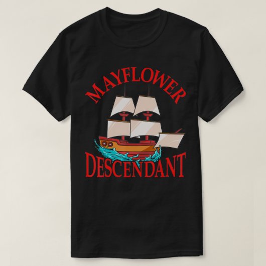 Kinder Mayflower afstammeling scheepshistorie Gesc T-shirt (Design voorkant)