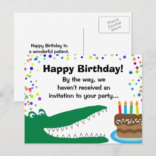 Kinder medische tandheelkundige patiënt Verjaardag Uitnodiging Briefkaart (Voorkant / Achterkant)