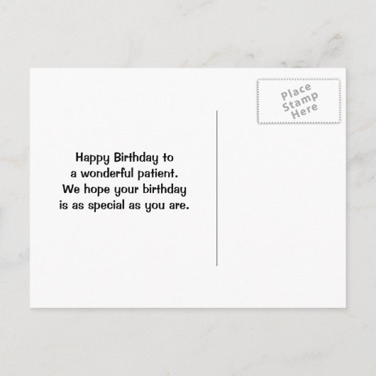Kinder medische tandheelkundige patiënt Verjaardag Uitnodiging Briefkaart (Achterkant)